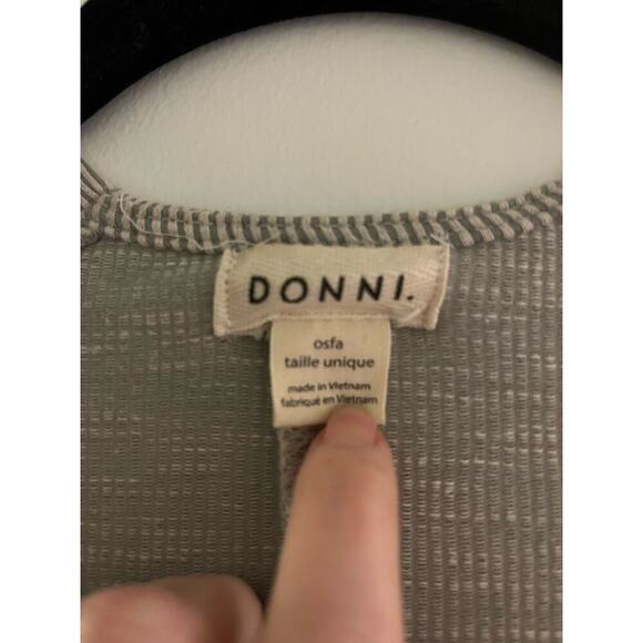 Anthropologie Donni Grey White Long Sleeve Kimono Sz OSFM - Picture 2 of 6